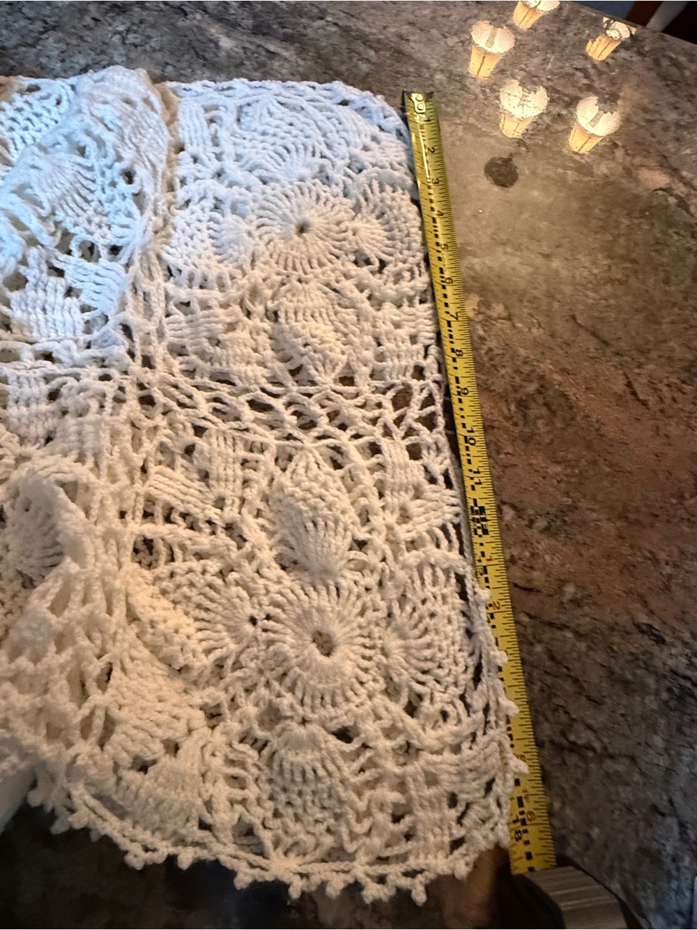 Hand Crafted White Crochet Lace Throw Blanket - Picture 13 of 15
